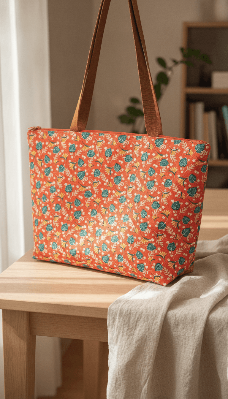 Handmade bag by Nani Crafted Co., photographed in natural light.